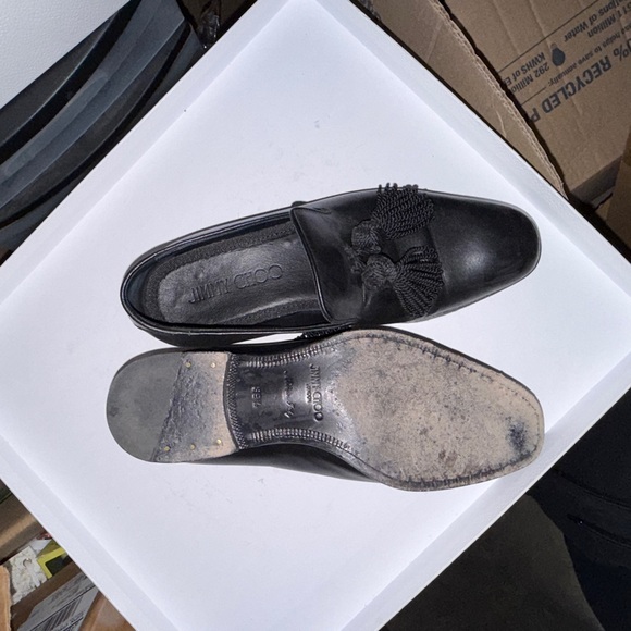 Jimmy Choo Black Leather Tassel Loafers